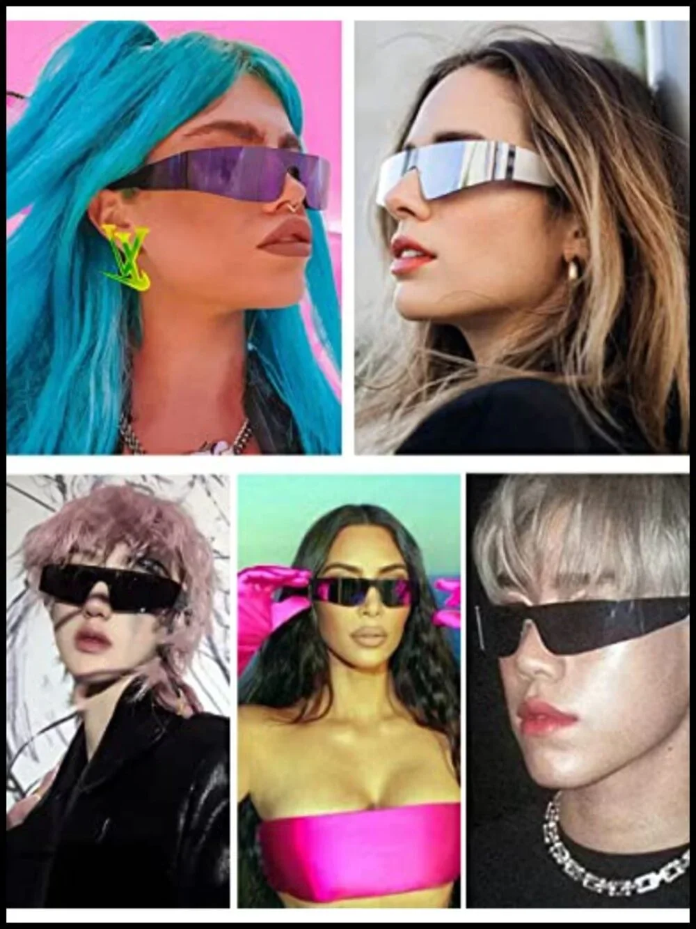 Rimless Cyberpunk Wrap Sunglasses 3 Pack UV400
